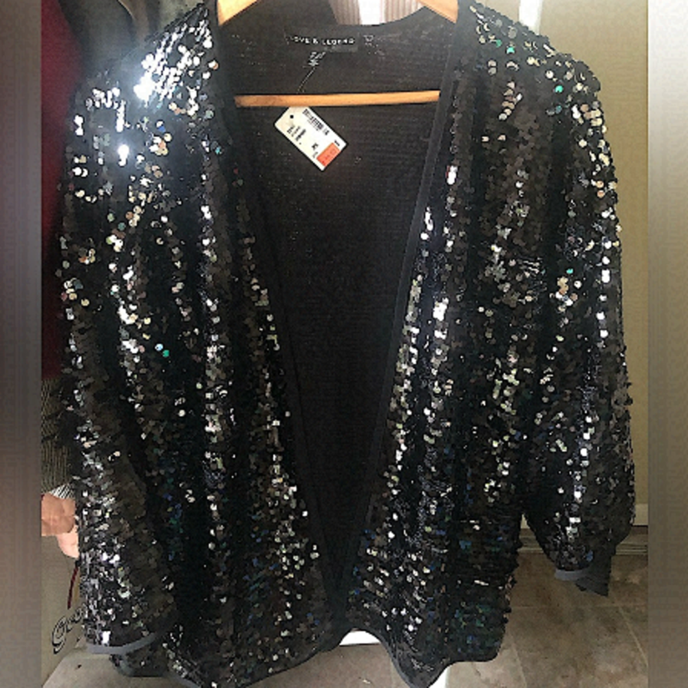 LOVE & LEGEND NWT Sequin Glitter Jacket, wide sleeves